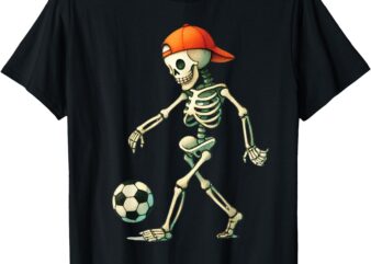 Skeleton Soccer Halloween Costume Funny Men Boys Kids Tee T-Shirt