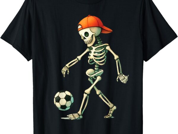 Skeleton soccer halloween costume funny men boys kids tee t-shirt