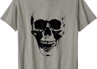 Skull Face Silhouette Grunge Rock Graphic Halloween Horror T-Shirt