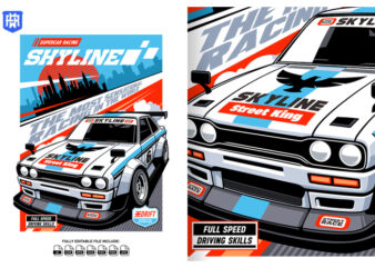 Skyline Super Car Racing t shirt template vector