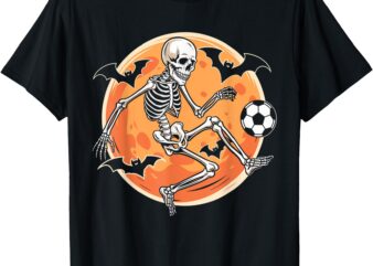 Soccer Skeleton Halloween Men Boys Soccer Player Funny T-Shirt