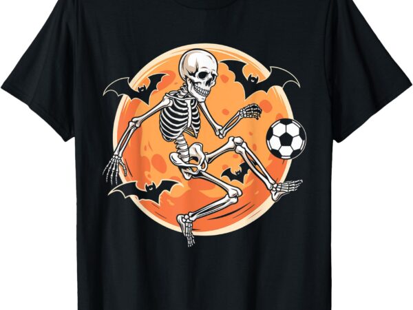 Soccer skeleton halloween men boys soccer player funny t-shirt