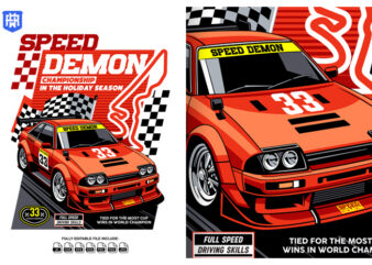 Speed Demon Racing Champion t shirt template vector