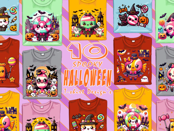 Spooky ghost halloween t-shirt design bundle with 10 designs