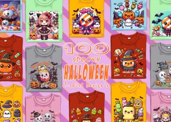 Magical Halloween Cute Ghost t-shirt design bundle with 100 designs