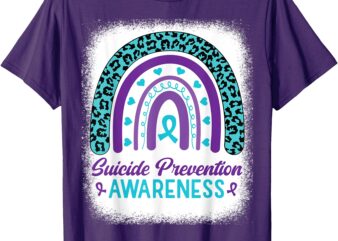 Suicide Prevention Awareness Rainbow Teal & Purple Ribbon T-Shirt