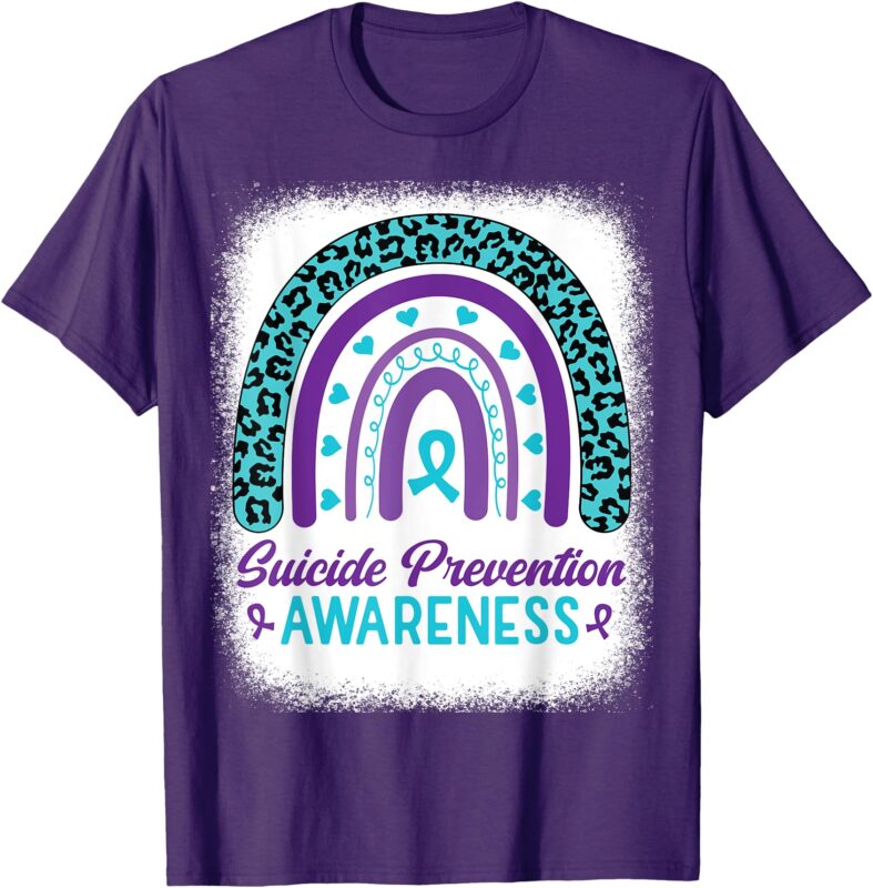 Suicide Prevention Awareness Rainbow Teal & Purple Ribbon T-Shirt