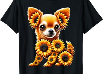 Sunflower Chihuahua Dog Flower Gardening Floral T-Shirt