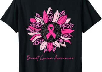 Sunflower Wear Pink Breast Cancer Awareness Women Warrior T-Shirt