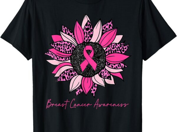 Sunflower wear pink breast cancer awareness women warrior t-shirt