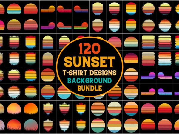 Sunset colorful t-shirt graphic bundle