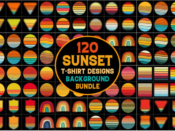 Sunset colorful t-shirt graphic bundle