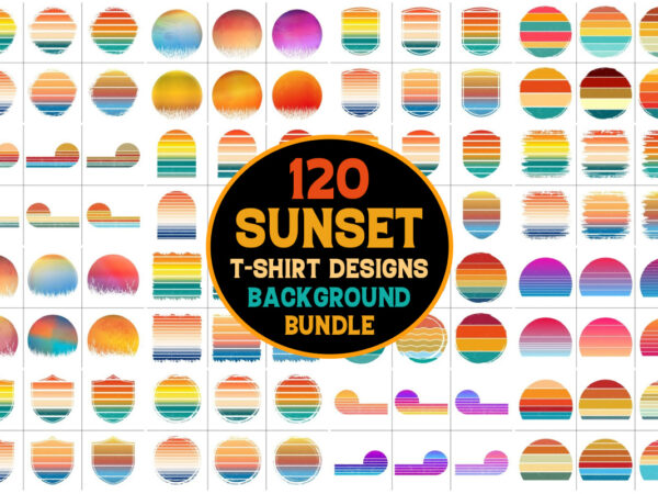 Sunset retro vintage grunge background bundle t shirt template vector