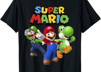 Super Mario Luigi Mario And Yoshi Group Shot T-Shirt