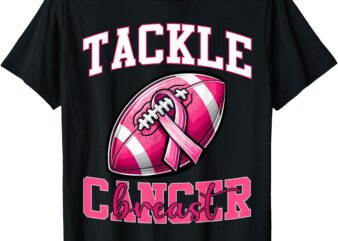 Tackle Breast Cancer Football Pink Ribbon Cancer Awareness T-Shirt