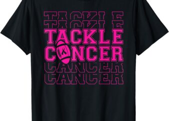 Tackle Football Pink Ribbon Breast Cancer Awareness Boys Kid T-Shirt