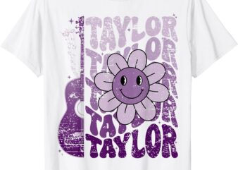 Taylor First Name I Love Taylor Girl Groovy 80’s Vintage T-Shirt