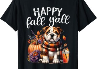 Thankful Grateful Blessed English Bulldog Fall Y’all Autumn T-Shirt