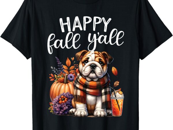 Thankful grateful blessed english bulldog fall y’all autumn t-shirt