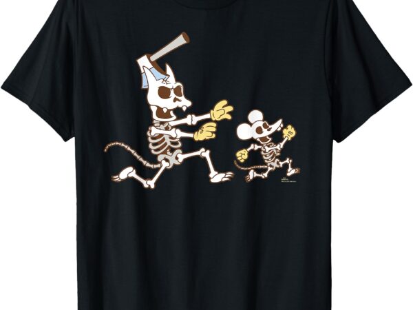 The simpsons halloween itchy & scratchy skeleton chase t-shirt