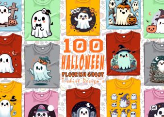 Trendy Mega Bundle Halloween Party with Ghost t-shirt design bundle of 100 design