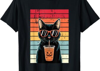 Trick or Treat Black Cat Hipster Funny Halloween Black Cat T-Shirt