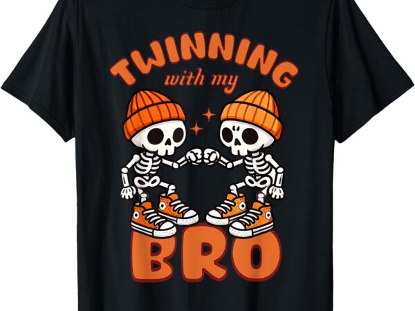 Twin boys twinning halloween best friend matching skeleton t-shirt