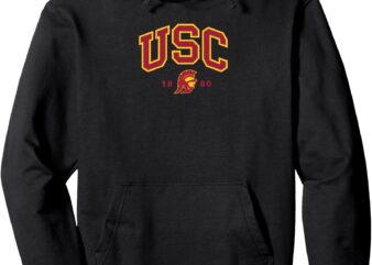 USC Curved Block Logo with Cardinal Gold Trojan 1880 Pullover Hoodie t shirt vector graphic