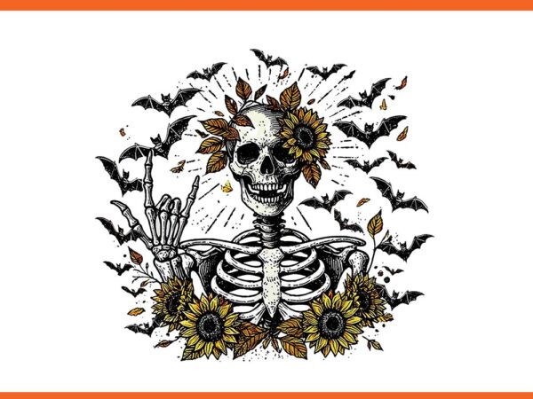 Sunflower skull spooky season skeleton halloween png t shirt template vector