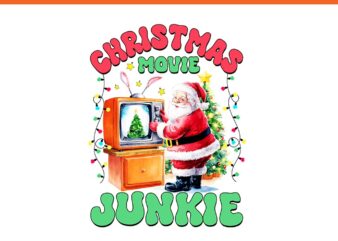 Christmas Movie Junkie Santa PNG t shirt vector file