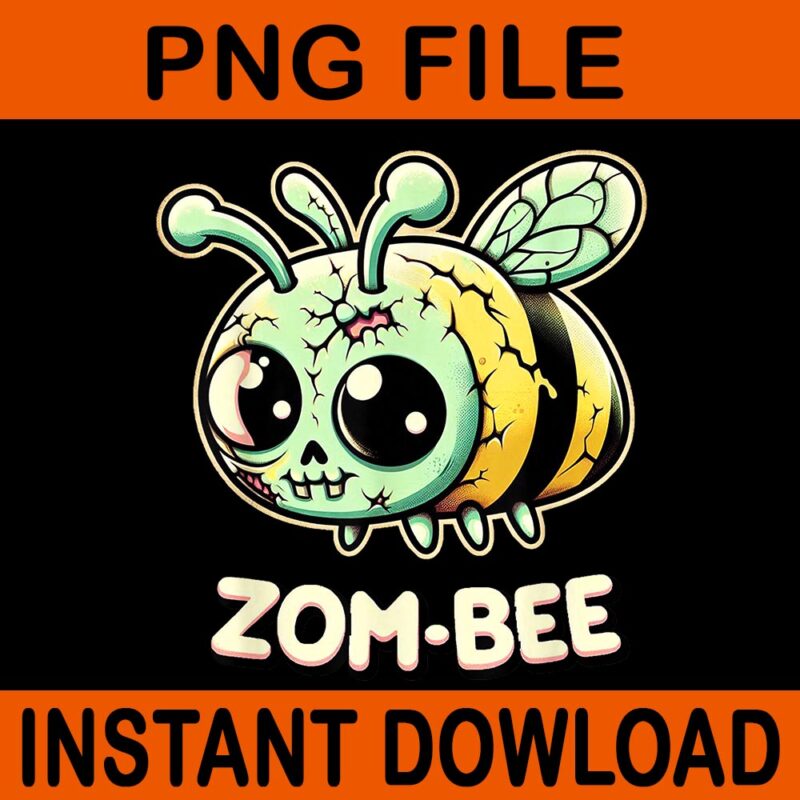 Zom-Bee Adorably Creepy Halloween PNG, Zombie Bee Halloween PNG