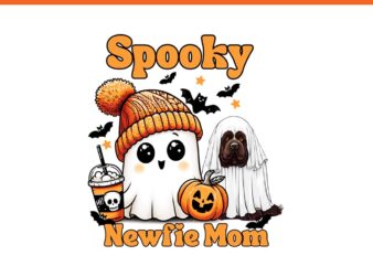 Spooky Newfie Mom Brown Newfoundland Dog Ghost Halloween PNG