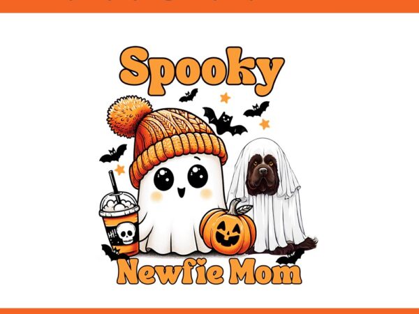 Spooky newfie mom brown newfoundland dog ghost halloween png t shirt template vector