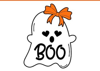 Ghost With Bow Boo Halloween SVG