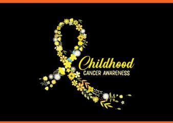 Childhood Cancer Awareness Hippie Flower Gold Ribbon Support PNG