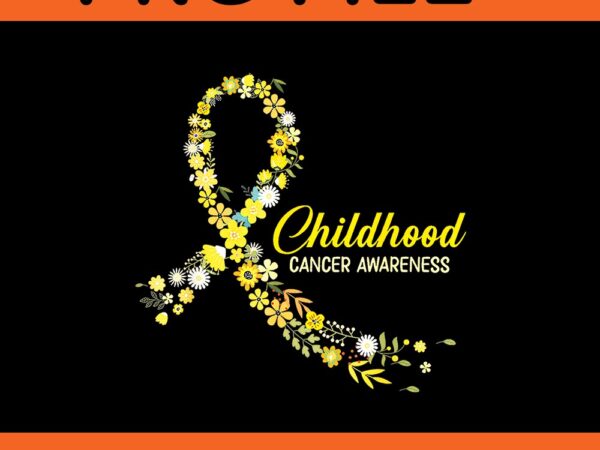 Childhood cancer awareness hippie flower gold ribbon support png t shirt vector file