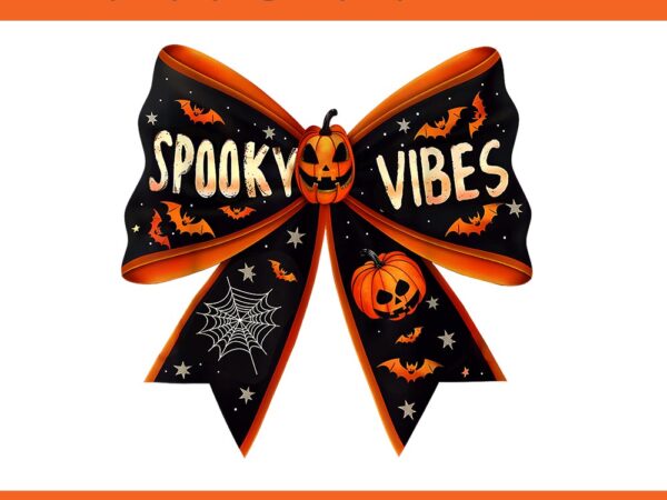 Spooky vibes coquette bow groovy halloween png t shirt template vector