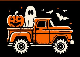 Monster Truck Pumpkin Ghost Halloween SVG t shirt designs for sale