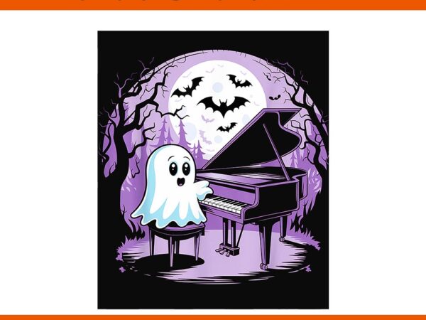 Cutest ghost playing piano creepy halloween png t shirt vector file