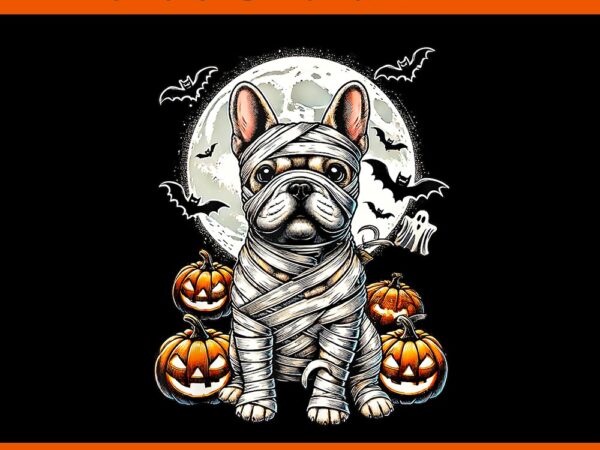 Spooky french bulldog mummy full moon halloween png t shirt template vector