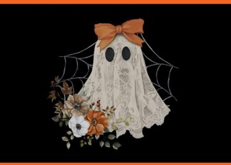 Coquette Ghost Halloween Flower PNG, Ghost Spooky Lace PNG t shirt vector file