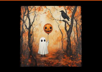 Vintage Ghost Pumpkin Gothic Halloween Spooky Season PNG