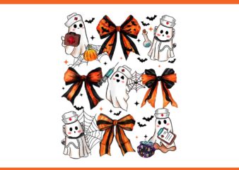 Coquette Boo Boo Crew Halloween Ghost Nurse PNG t shirt vector file