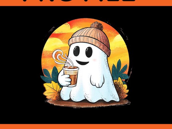 Boo ghost drinking coffee halloween png t shirt template