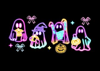 Retro Cute Coquette Halloween Neon Ghost Spooky PNG