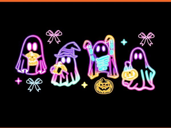 Retro cute coquette halloween neon ghost spooky png t shirt design online