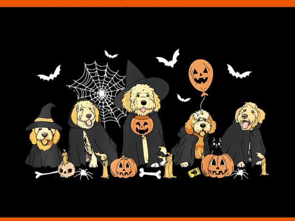 Ghost and witch goldendoodle halloween png t shirt design template