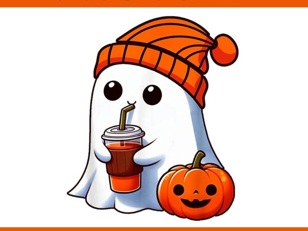 Ghost drinking pumpkin halloween png t shirt design template