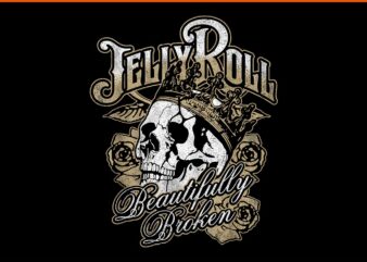 Jelly Roll Beautifully Broken Skull PNG