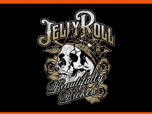 Jelly roll beautifully broken skull png vector clipart